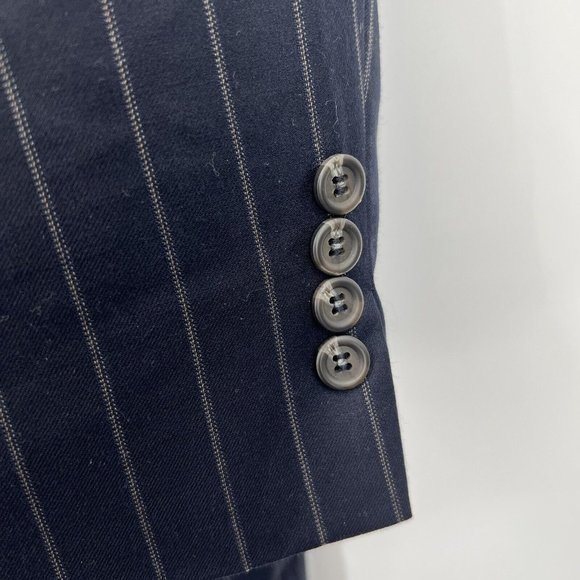 Lauren Ralph Lauren Men's 46 R 100% Wool Black Striped 3 Button Suit Jacket - Picture 3 of 6